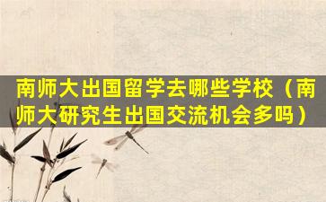 南师大出国留学去哪些学校（南师大研究生出国交流机会多吗）