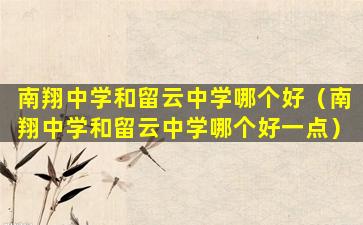 南翔中学和留云中学哪个好（南翔中学和留云中学哪个好一点）