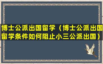博士公派出国留学（博士公派出国留学条件如何阻止小三公派出国）