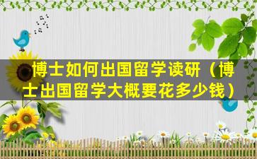 博士如何出国留学读研（博士出国留学大概要花多少钱）