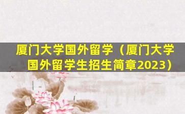 厦门大学国外留学（厦门大学国外留学生招生简章2023）