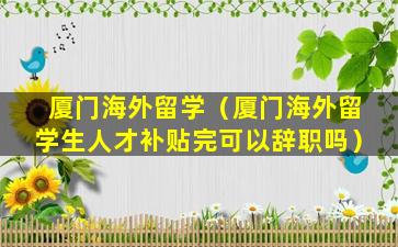 厦门海外留学（厦门海外留学生人才补贴完可以辞职吗）