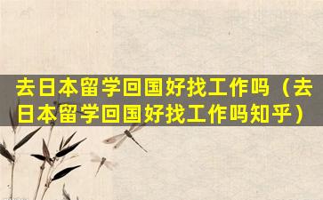 去日本留学回国好找工作吗（去日本留学回国好找工作吗知乎）