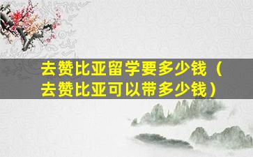去赞比亚留学要多少钱（去赞比亚可以带多少钱）