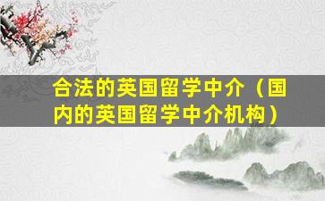 合法的英国留学中介（国内的英国留学中介机构）