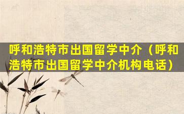 呼和浩特市出国留学中介（呼和浩特市出国留学中介机构电话）