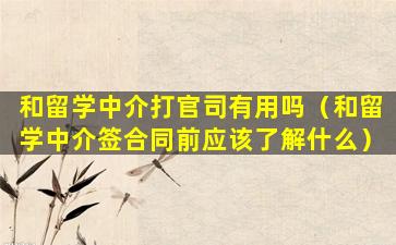 和留学中介打官司有用吗（和留学中介签合同前应该了解什么）