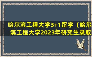 哈尔滨工程大学3+1留学（哈尔滨工程大学2023年研究生录取通知书）