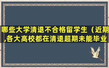 哪些大学清退不合格留学生（近期,各大高校都在清退超期未能毕业的学生）