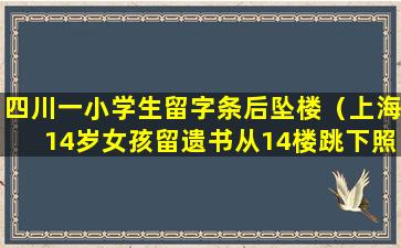 四川一小学生留字条后坠楼（上海14岁女孩留遗书从14楼跳下照片）