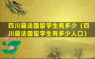 四川籍法国留学生有多少（四川籍法国留学生有多少人口）