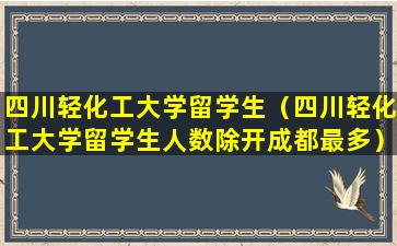四川轻化工大学留学生（四川轻化工大学留学生人数除开成都最多）