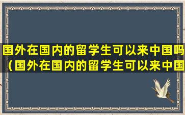 国外在国内的留学生可以来中国吗（国外在国内的留学生可以来中国吗知乎）