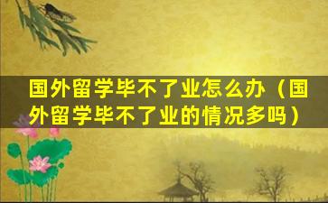 国外留学毕不了业怎么办（国外留学毕不了业的情况多吗）