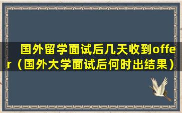 国外留学面试后几天收到offer（国外大学面试后何时出结果）
