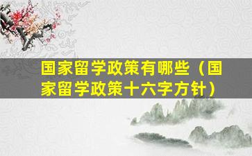 国家留学政策有哪些（国家留学政策十六字方针）
