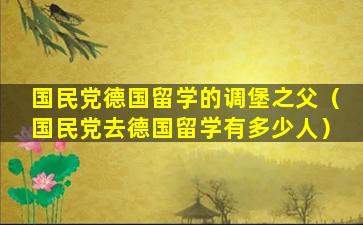 国民党德国留学的调堡之父（国民党去德国留学有多少人）