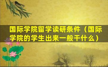 国际学院留学读研条件（国际学院的学生出来一般干什么）