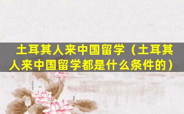 土耳其人来中国留学（土耳其人来中国留学都是什么条件的）