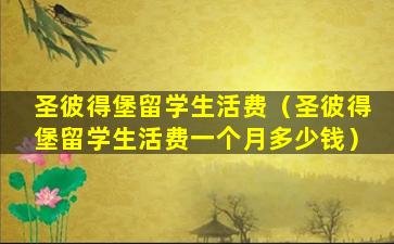 圣彼得堡留学生活费（圣彼得堡留学生活费一个月多少钱）