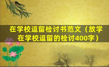 在学校逗留检讨书范文（放学在学校逗留的检讨400字）