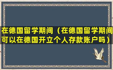 在德国留学期间（在德国留学期间可以在德国开立个人存款账户吗）