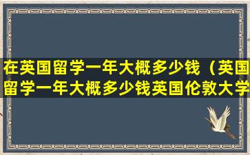 在英国留学一年大概多少钱（英国留学一年大概多少钱英国伦敦大学一年多少钱）