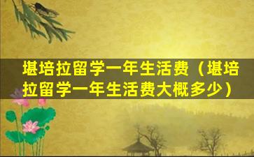 堪培拉留学一年生活费（堪培拉留学一年生活费大概多少）