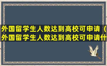 外国留学生人数达到高校可申请（外国留学生人数达到高校可申请什么签证）