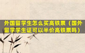 外国留学生怎么买高铁票（国外留学学生证可以半价高铁票吗）