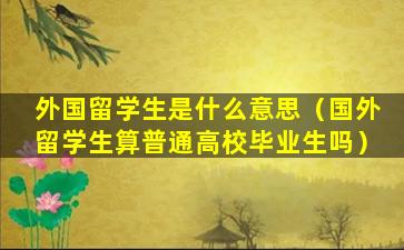 外国留学生是什么意思（国外留学生算普通高校毕业生吗）