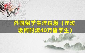 外国留学生洋垃圾（洋垃圾何时滚40万留学生）