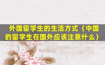 外国留学生的生活方式（中国的留学生在国外应该注意什么）