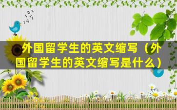 外国留学生的英文缩写（外国留学生的英文缩写是什么）