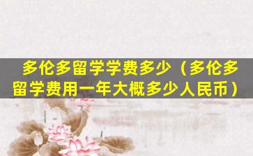 多伦多留学学费多少（多伦多留学费用一年大概多少人民币）