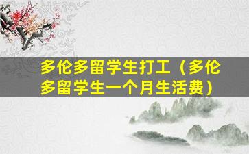 多伦多留学生打工（多伦多留学生一个月生活费）