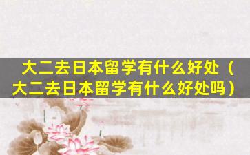 大二去日本留学有什么好处（大二去日本留学有什么好处吗）