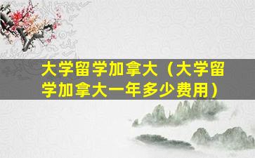 大学留学加拿大（大学留学加拿大一年多少费用）
