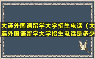 大连外国语留学大学招生电话（大连外国语留学大学招生电话是多少）