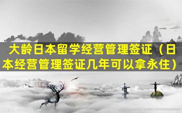 大龄日本留学经营管理签证（日本经营管理签证几年可以拿永住）
