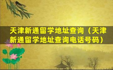 天津新通留学地址查询（天津新通留学地址查询电话号码）