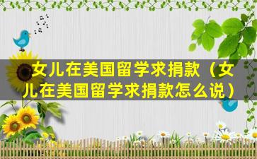 女儿在美国留学求捐款（女儿在美国留学求捐款怎么说）