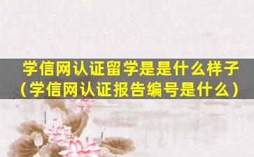 学信网认证留学是是什么样子（学信网认证报告编号是什么）
