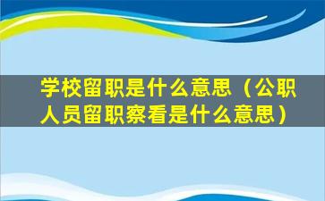学校留职是什么意思（公职人员留职察看是什么意思）
