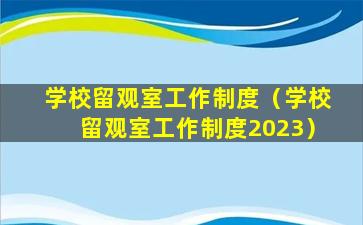 学校留观室工作制度（学校留观室工作制度2023）
