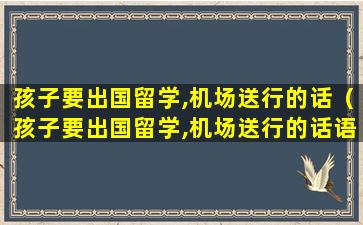 孩子要出国留学,机场送行的话（孩子要出国留学,机场送行的话语怎么说）