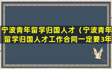 宁波青年留学归国人才（宁波青年留学归国人才工作合同一定要3年么）