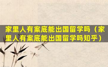家里人有案底能出国留学吗（家里人有案底能出国留学吗知乎）