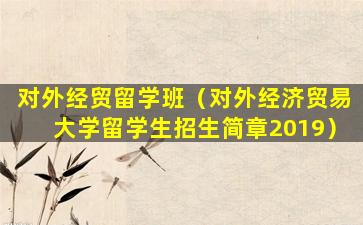 对外经贸留学班（对外经济贸易大学留学生招生简章2019）