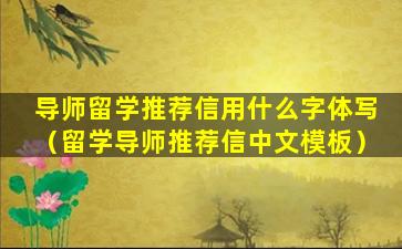 导师留学推荐信用什么字体写（留学导师推荐信中文模板）